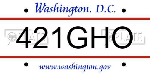 421GHO District Of Columbia License Plate