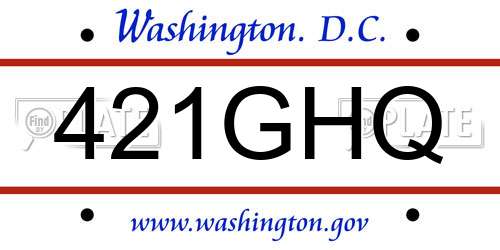 421GHQ District Of Columbia License Plate