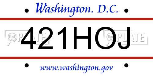 421HOJ District Of Columbia License Plate