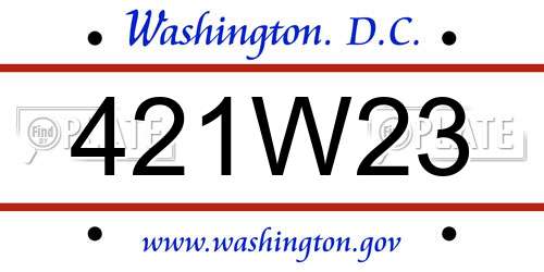 421W23 District Of Columbia License Plate