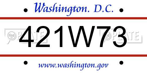 421W73 District Of Columbia License Plate