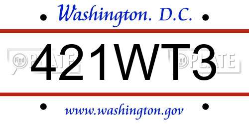421WT3 District Of Columbia License Plate