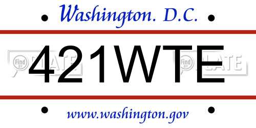 421WTE District Of Columbia License Plate