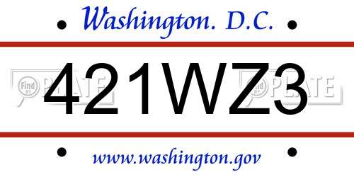 421WZ3 District Of Columbia License Plate