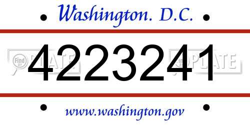 4223241 District Of Columbia License Plate