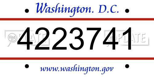 4223741 District Of Columbia License Plate