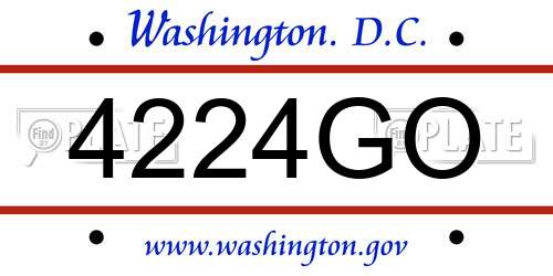 4224GO District Of Columbia License Plate