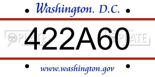 422A60 District Of Columbia License Plate