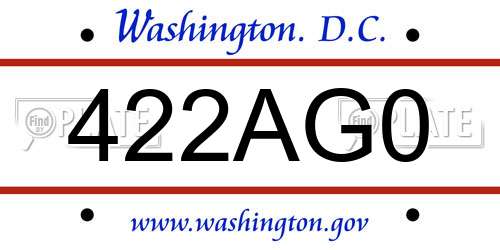 422AG0 District Of Columbia License Plate