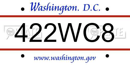 422WC8 District Of Columbia License Plate