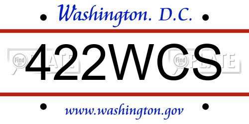 422WCS District Of Columbia License Plate