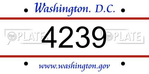 4239 District Of Columbia License Plate