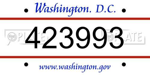 423993 District Of Columbia License Plate