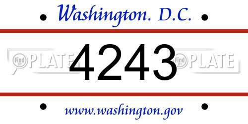 4243 District Of Columbia License Plate