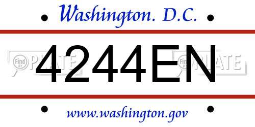 4244EN District Of Columbia License Plate