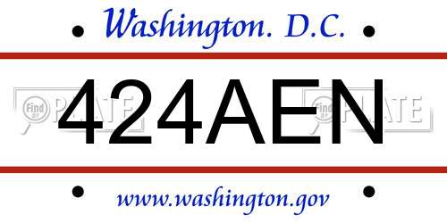 424AEN District Of Columbia License Plate