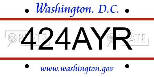 424AYR District Of Columbia License Plate