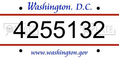 4255132 District Of Columbia License Plate