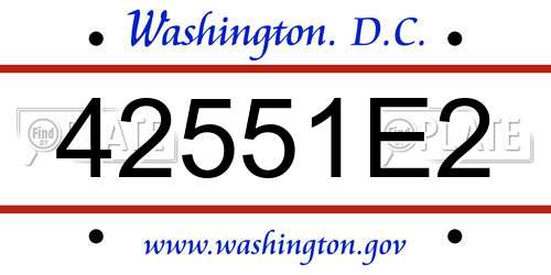 42551E2 District Of Columbia License Plate