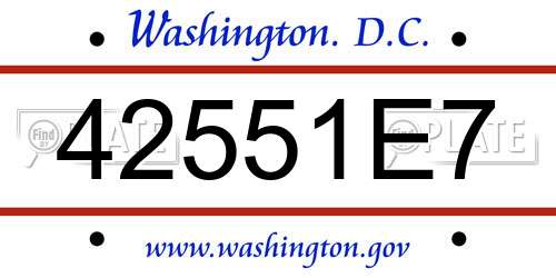 42551E7 District Of Columbia License Plate
