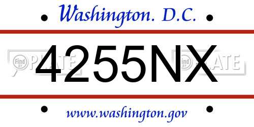 4255NX District Of Columbia License Plate