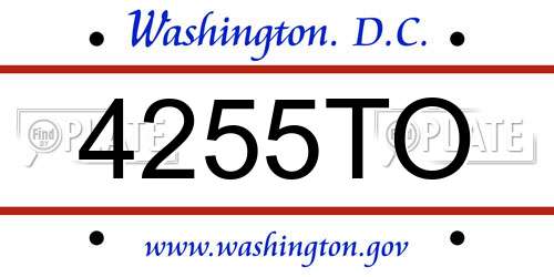 4255TO District Of Columbia License Plate