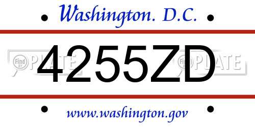 4255ZD District Of Columbia License Plate