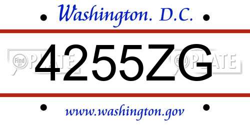 4255ZG District Of Columbia License Plate