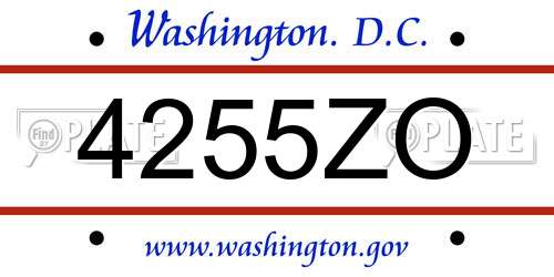 4255ZO District Of Columbia License Plate