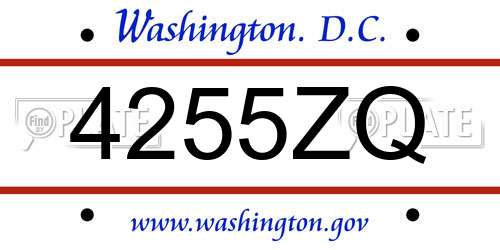 4255ZQ District Of Columbia License Plate