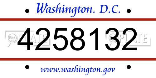 4258132 District Of Columbia License Plate