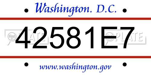 42581E7 District Of Columbia License Plate