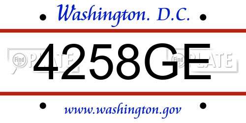 4258GE District Of Columbia License Plate