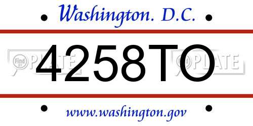 4258TO District Of Columbia License Plate