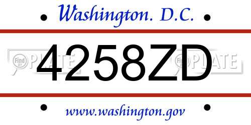 4258ZD District Of Columbia License Plate