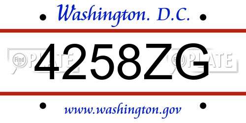 4258ZG District Of Columbia License Plate