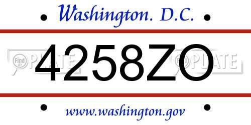 4258ZO District Of Columbia License Plate