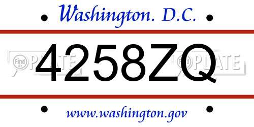 4258ZQ District Of Columbia License Plate