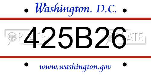 425B26 District Of Columbia License Plate