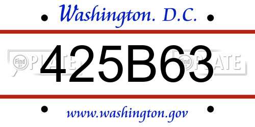 425B63 District Of Columbia License Plate