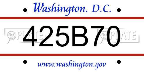 425B70 District Of Columbia License Plate