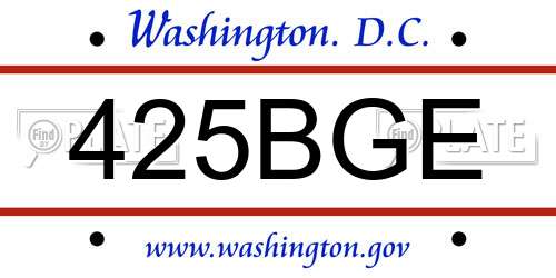425BGE District Of Columbia License Plate