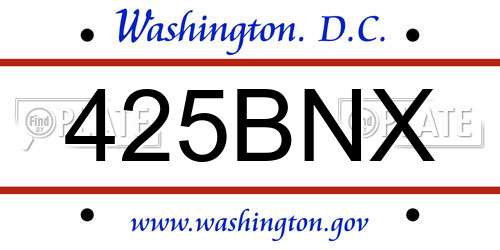 425BNX District Of Columbia License Plate