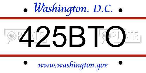 425BTO District Of Columbia License Plate