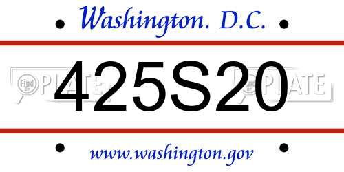 425S20 District Of Columbia License Plate