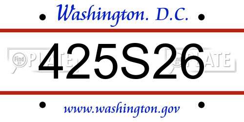 425S26 District Of Columbia License Plate