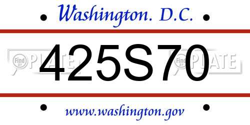 425S70 District Of Columbia License Plate