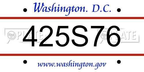 425S76 District Of Columbia License Plate