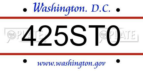 425ST0 District Of Columbia License Plate