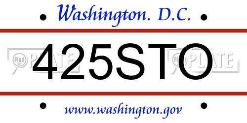 425STO District Of Columbia License Plate